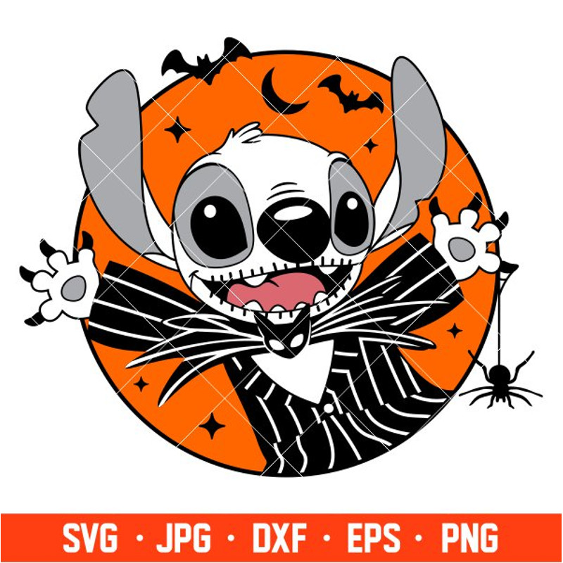 Halloween Stitch Jack Svg, Halloween Svg, Spooky Season Svg, Disney Svg, Cricut, Silhouette Vector Cut File.jpg