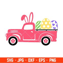 happy easter truck with eggs svg, happy easter svg, easter egg svg, spring svg