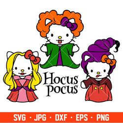 hocus pocus hello kitty bundle svg, halloween svg, spooky season svg, trick or treat svg