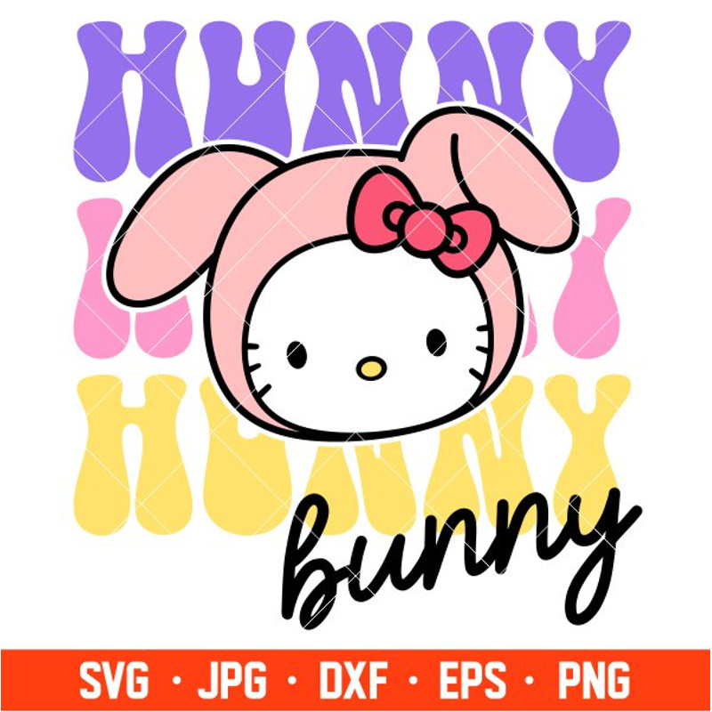 Hunny Bunny Kitty Svg, Easter Bunny Svg, Happy Easter Svg, Hello Kitty Svg, Cricut, Silhouette Vector Cut File.jpg