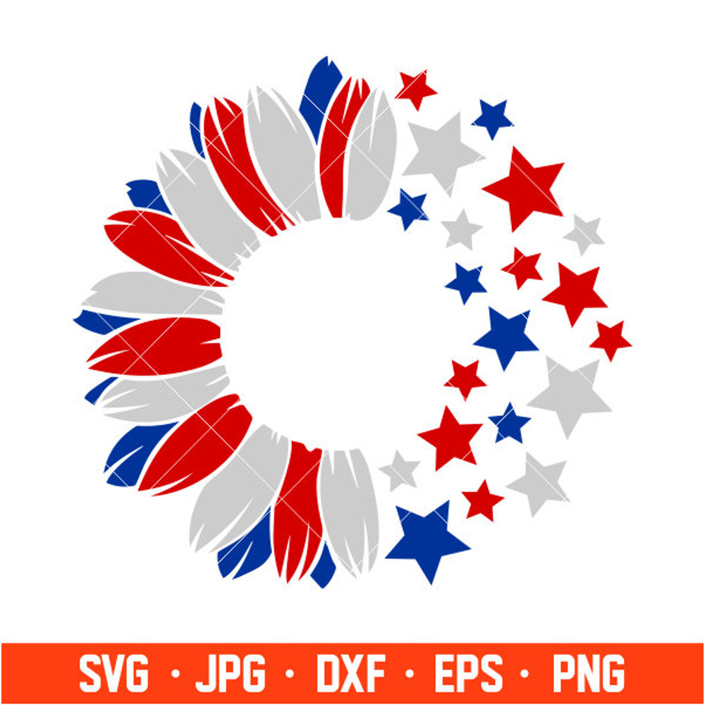 July 4th Stars Sunflower Svg, Starbucks Svg, Coffee Ring Svg, Cold Cup Svg, Cricut, Silhouette Vector Cut File.jpg