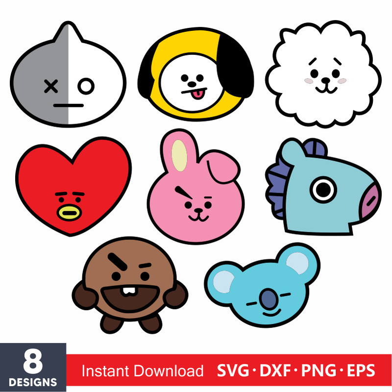 Layered BT21 Svg Bundle, Instant Download, Bundle For Cricut, Silhouette Vector SVG PNG DXF Cut File.jpg