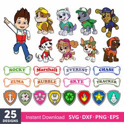 layered paw patrol svg bundle, instant download, bundle for cricut svg png dxf cut file 1