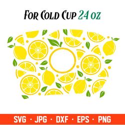 lemon summer full wrap svg, starbucks svg, coffee ring svg, cold cup svg