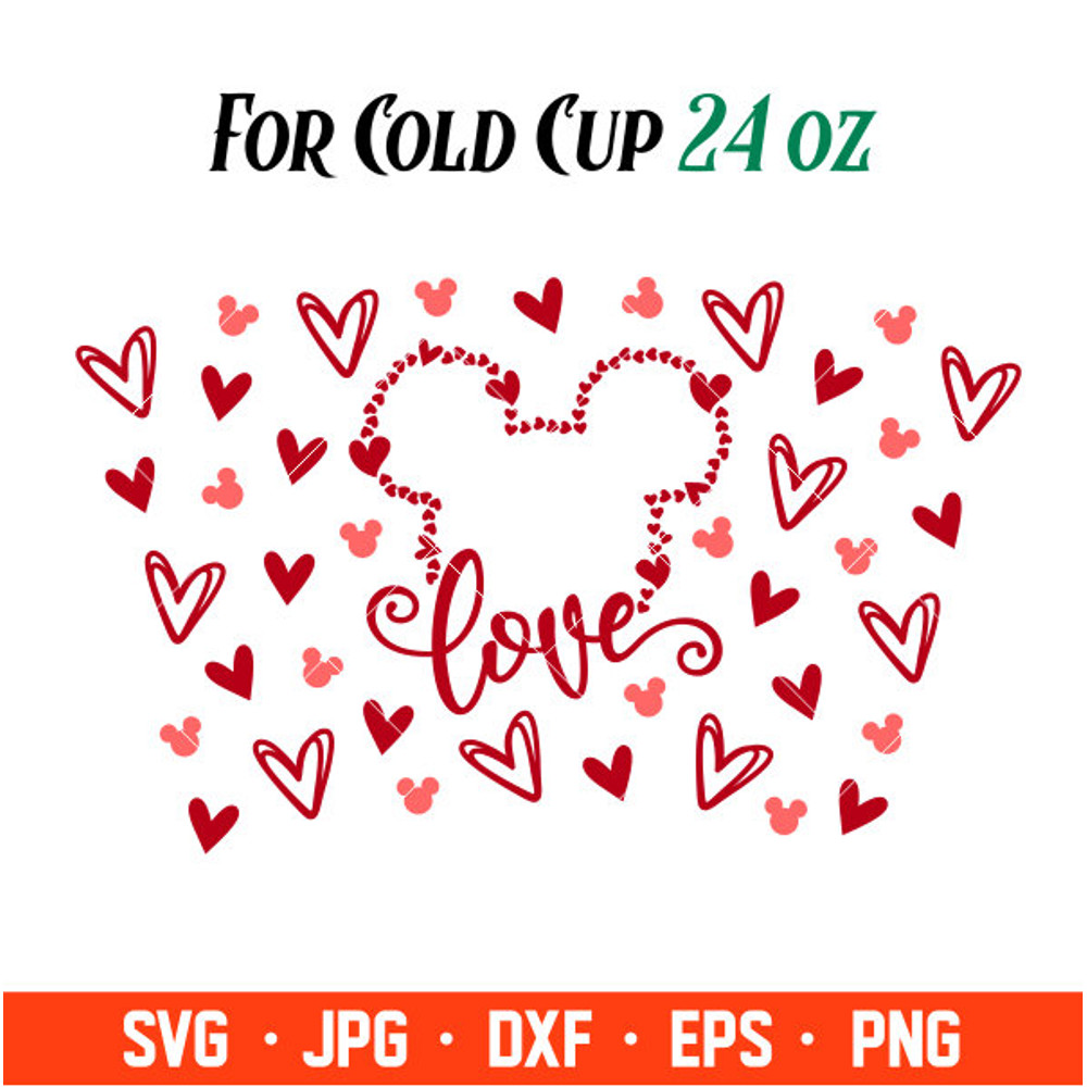 Love Mickey Mouse Full Wrap Svg, Starbucks Svg, Coffee Ring Svg, Cold Cup Svg, Cricut, Silhouette Vector Cut File.jpg