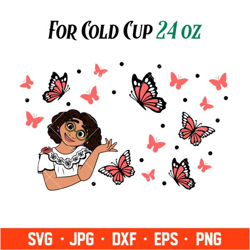 Mirabel Butterfly Full Wrap Svg, Starbucks Svg, Coffee Ring Svg, Cold Cup Svg, Cricut, Silhouette Vector Cut File.jpg