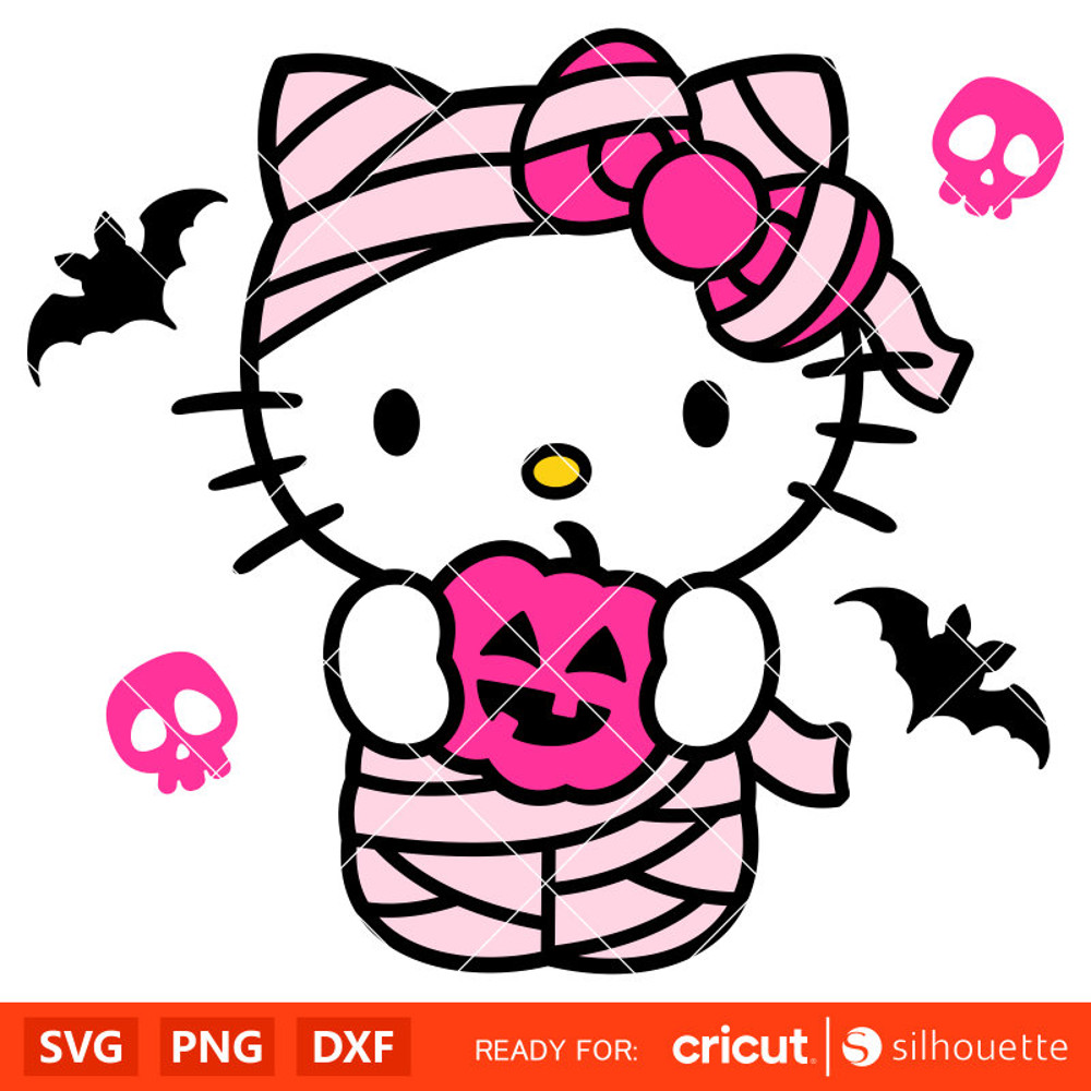 Mummy Hello Kitty Svg, Halloween Svg, Hello Kitty Svg, Kawaii Svg, Cricut, Silhouette Vector Cut File.jpg