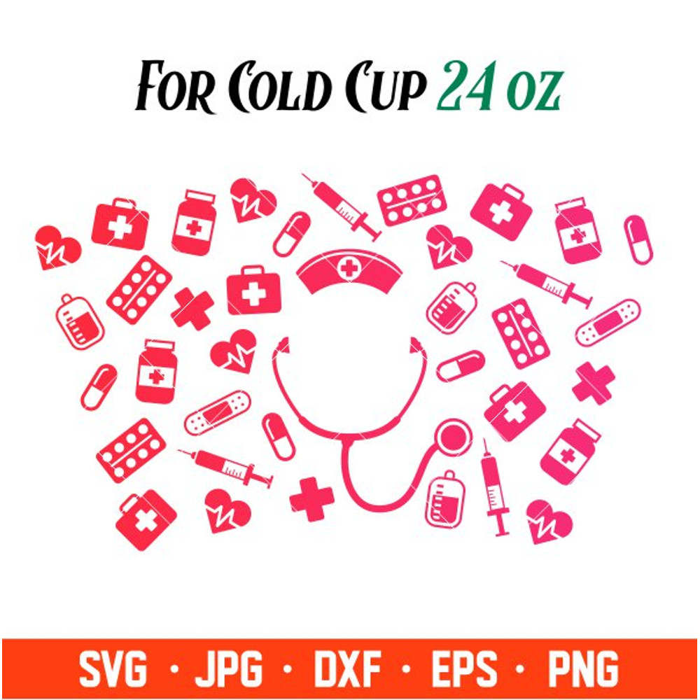 Nurse Doctor Full Wrap Svg, Starbucks Svg, Coffee Ring Svg, Cold Cup Svg, Cricut, Silhouette Vector Cut File 1.jpg