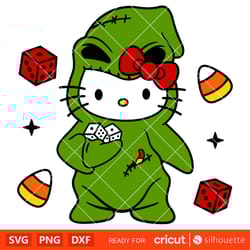 oogie boogie hello kitty svg, boogie man kitty svg, halloween svg, dice kitty svg, cricut, silhouette vector cut file