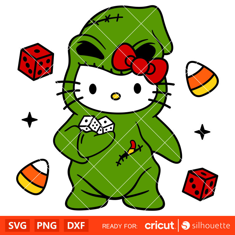 Oogie Boogie Hello Kitty Svg, Boogie Man Kitty Svg, Halloween Svg, Dice Kitty Svg, Cricut, Silhouette Vector Cut File.jpg