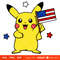 Patriotic Pikachu Svg, 4th of July Svg, Independence Day Svg, USA Svg, Cricut, Silhouette Vector Cut File.jpg
