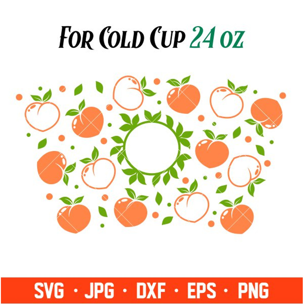 Peach Summer Full Wrap Svg, Starbucks Svg, Coffee Ring Svg, Cold Cup Svg, Cricut, Silhouette Vector Cut File.jpg