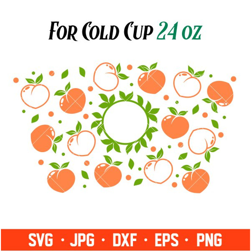 Peach Summer Full Wrap Svg, Starbucks Svg, Coffee Ring Svg, Cold Cup Svg, Cricut, Silhouette Vector Cut File.jpg
