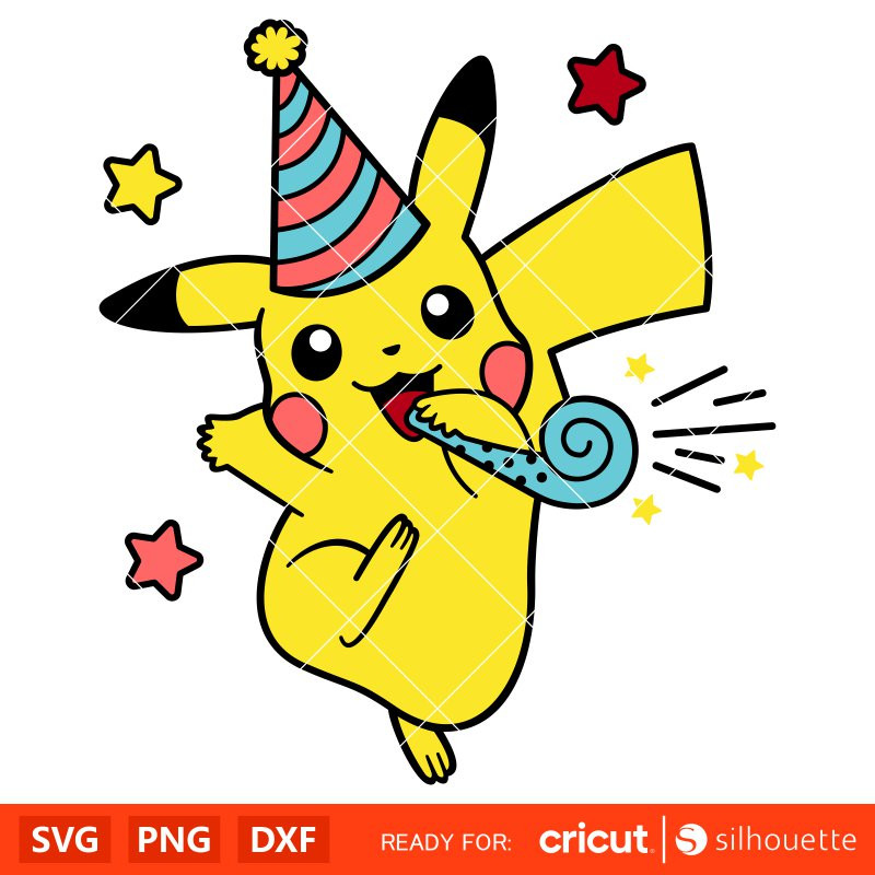 Pikachu Birthday Svg, Pokemon Birthday Svg, Birthday Party Svg, Pokemon Svg, Cricut, Silhouette Vector Cut File.jpg