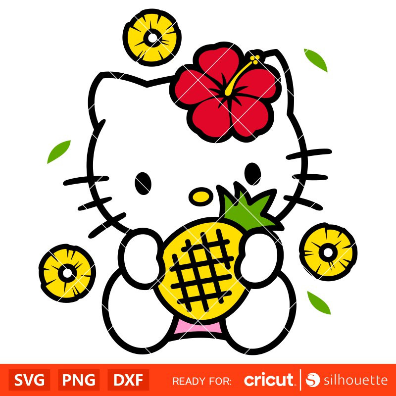 Pineapple Hello Kitty Svg, Sanrio Svg, Hello Kitty Svg, Kawaii Svg, Cricut, Silhouette Vector Cut File.jpg
