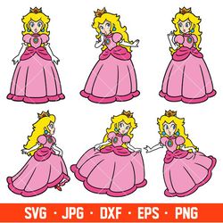 princess peach bundle svg, mario characters svg, super mario svg, mario bros svg, cricut, silhouette vector cut file