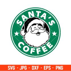 santas coffee starbucks svg, santa claus svg, merry christmas svg, cricut, silhouette vector cut file
