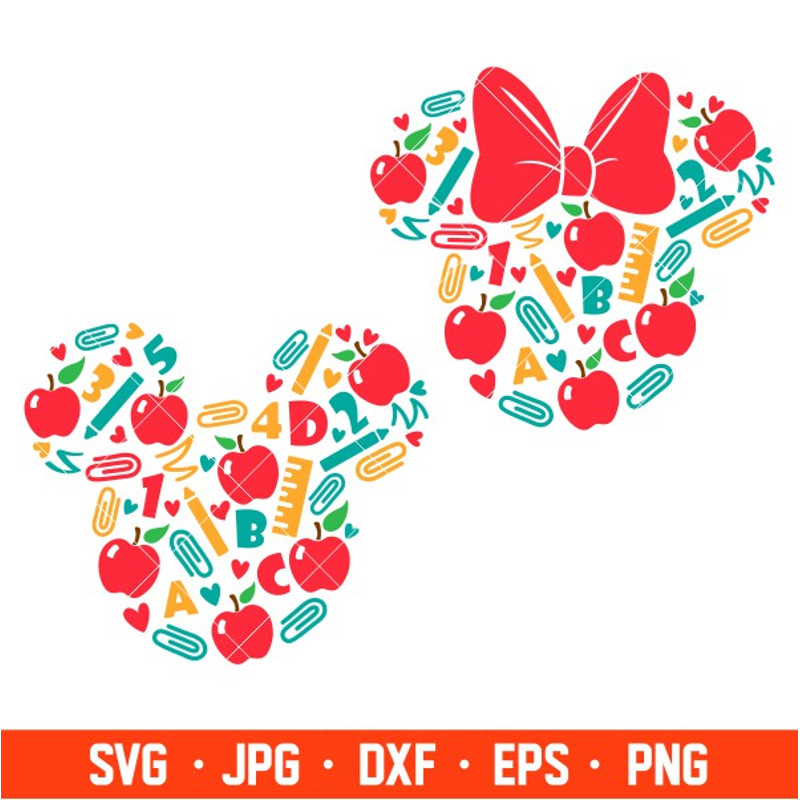 School Teacher Mickey & Minnie Svg, School Svg, Teacher Life Svg, Graduation Svg, Cricut, Silhouette Vector Cut File.jpg