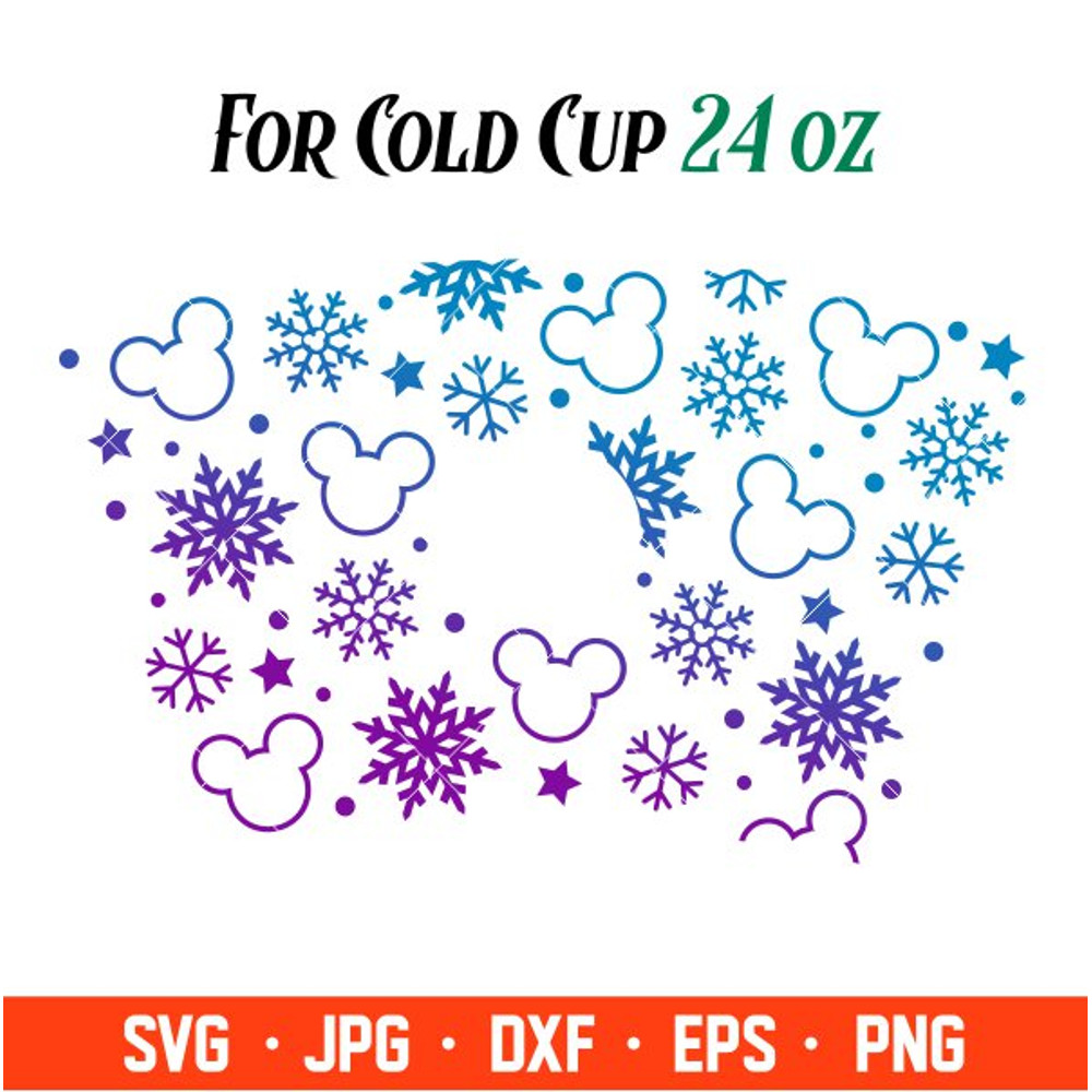 Snowflakes Full Wrap Svg, Starbucks Svg, Coffee Ring Svg, Cold Cup Svg, Cricut, Silhouette Vector Cut File 1.jpg
