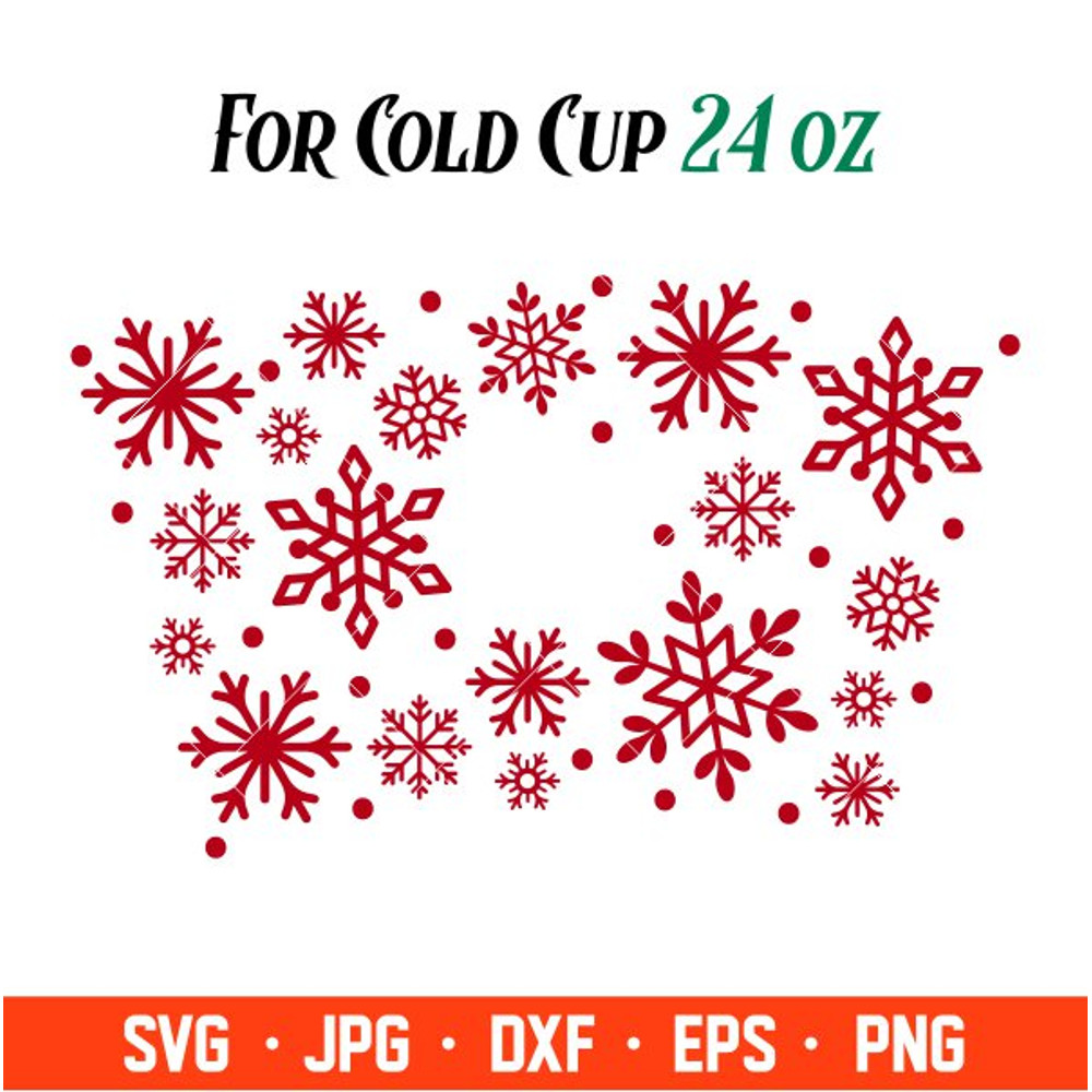 Snowflakes Full Wrap Svg, Starbucks Svg, Coffee Ring Svg, Cold Cup Svg, Cricut, Silhouette Vector Cut File.jpg