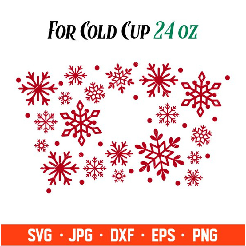 Snowflakes Full Wrap Svg, Starbucks Svg, Coffee Ring Svg, Cold Cup Svg, Cricut, Silhouette Vector Cut File.jpg