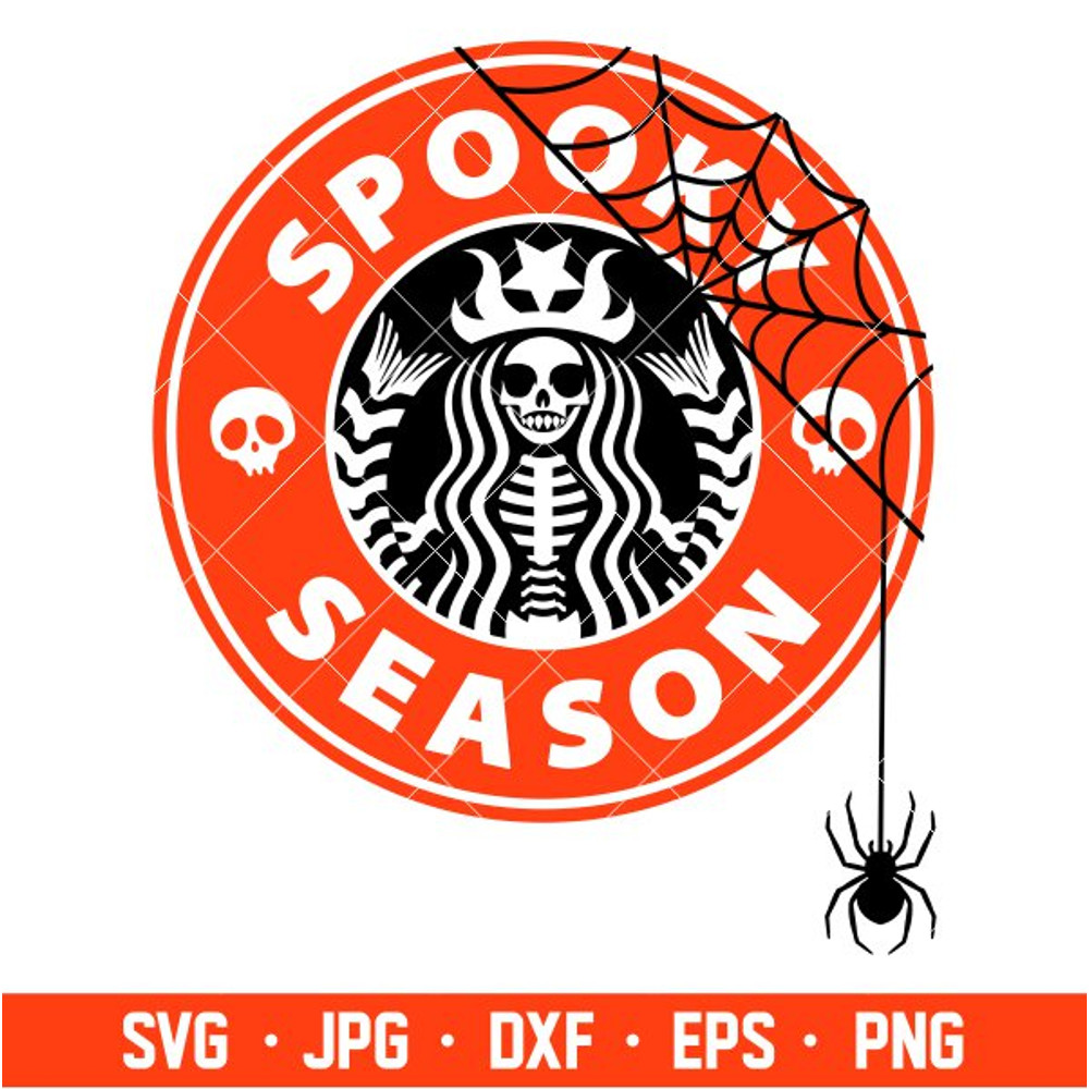 Spooky Season Svg, Halloween Svg, Starbucks Coffee ring Svg, Witch Svg, Cricut, Silhouette Cut File.jpg