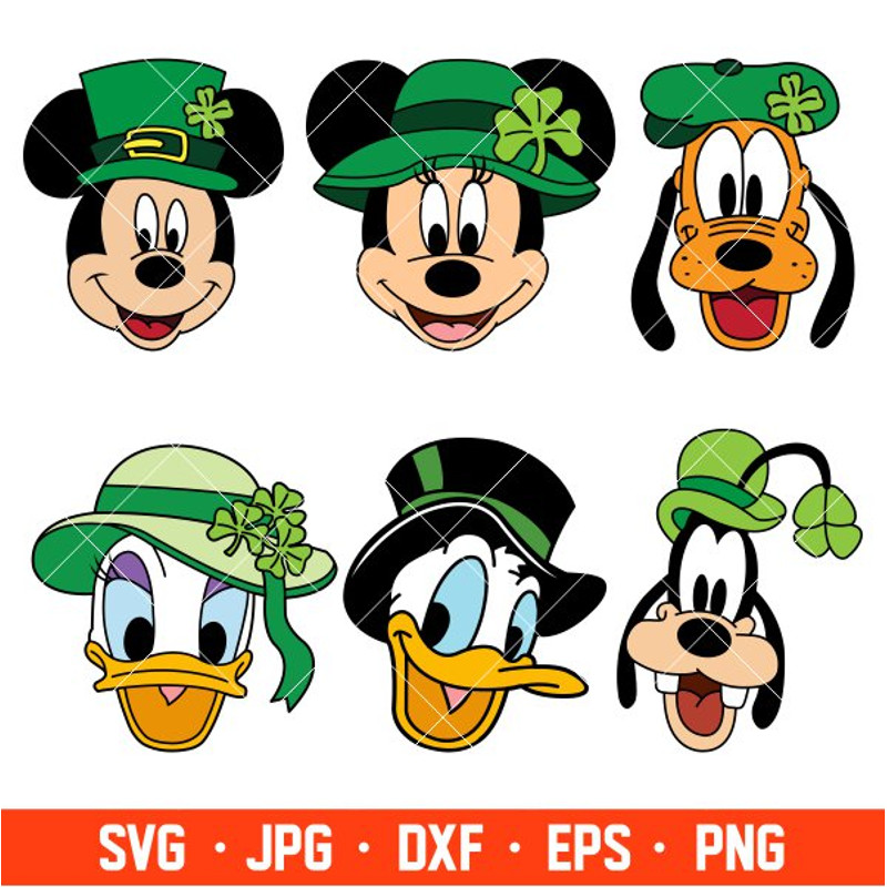 St. Patrick Mickey & Friends Bundle Svg, Lucky Svg, St. Patricks Day Svg, Disney Svg, Cricut, Silhouette Vector Cut File.jpg