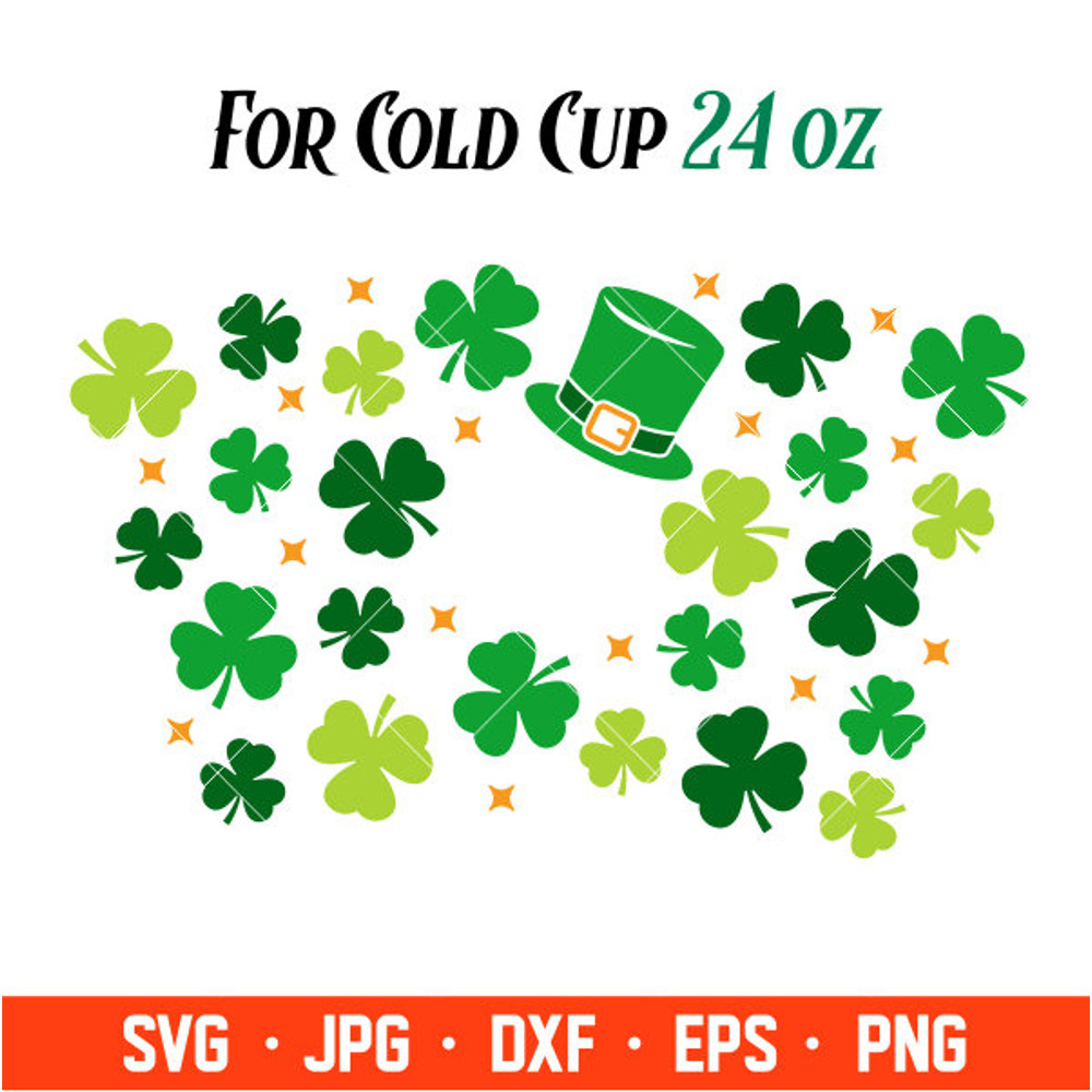 St. Patricks Day Shamrock Full Wrap Svg, Starbucks Svg, Coffee Ring Svg, Cold Cup Svg, Cricut, Silhouette Vector.jpg