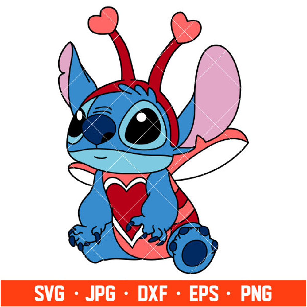 Stitch Bug Svg, Love Svg, Valentine's Day Svg, Disney Svg, Cricut, Silhouette Vector Cut File.jpg