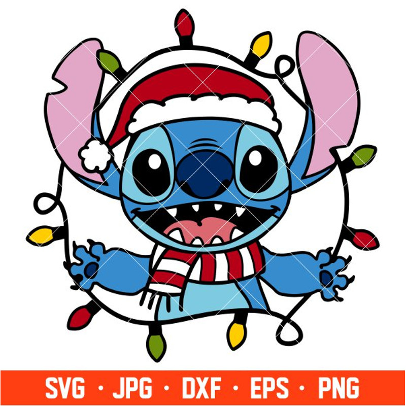 Stitch Christmas Lights Svg, Christmas Svg, Disney Christmas Svg, Santa Claus Svg, Cricut, Silhouette Vector Cut File.jpg