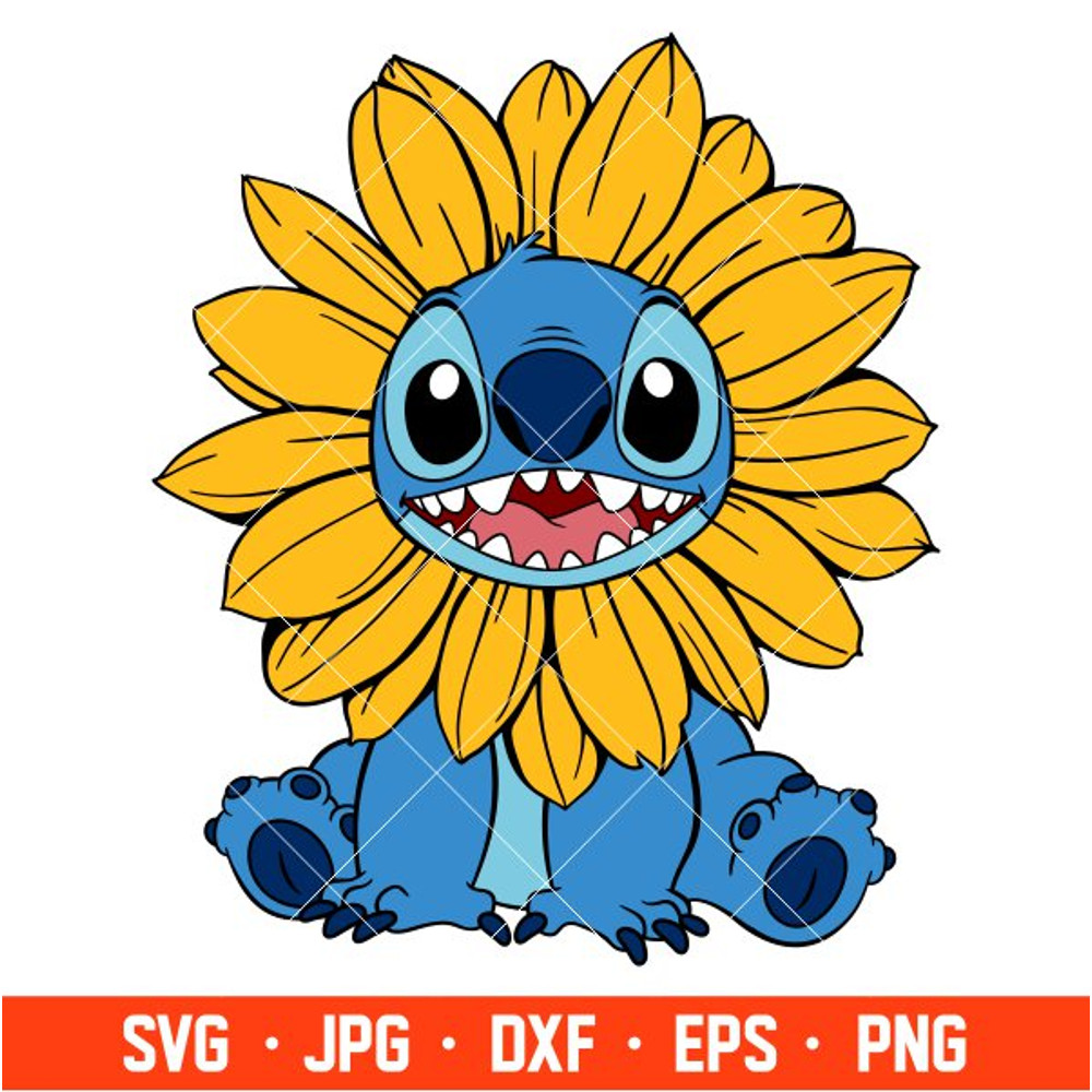 Stitch Sunflower Svg, Free Svg, Daily Freebies Svg, Cricut, Silhouette Vector Cut File.jpg