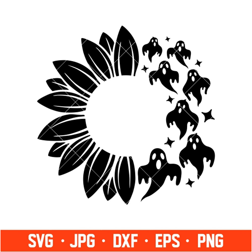 Sunflower Coffee Starbucks Svg, Halloween Svg, Ghost Svg, Cricut, Silhouette Vector Cut File.jpg