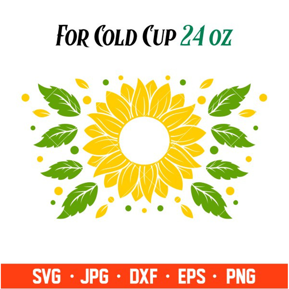 Sunflower Full Wrap Svg, Starbucks Svg, Coffee Ring Svg, Cold Cup Svg, Cricut, Silhouette Vector Cut File.jpg