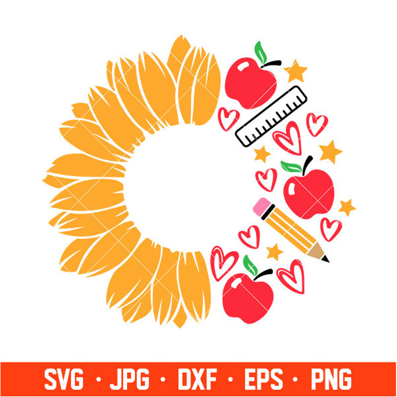 Teacher Sunflower Svg, Starbucks Svg, Coffee Ring Svg, Cold Cup Svg, Cricut, Silhouette Vector Cut File.jpg