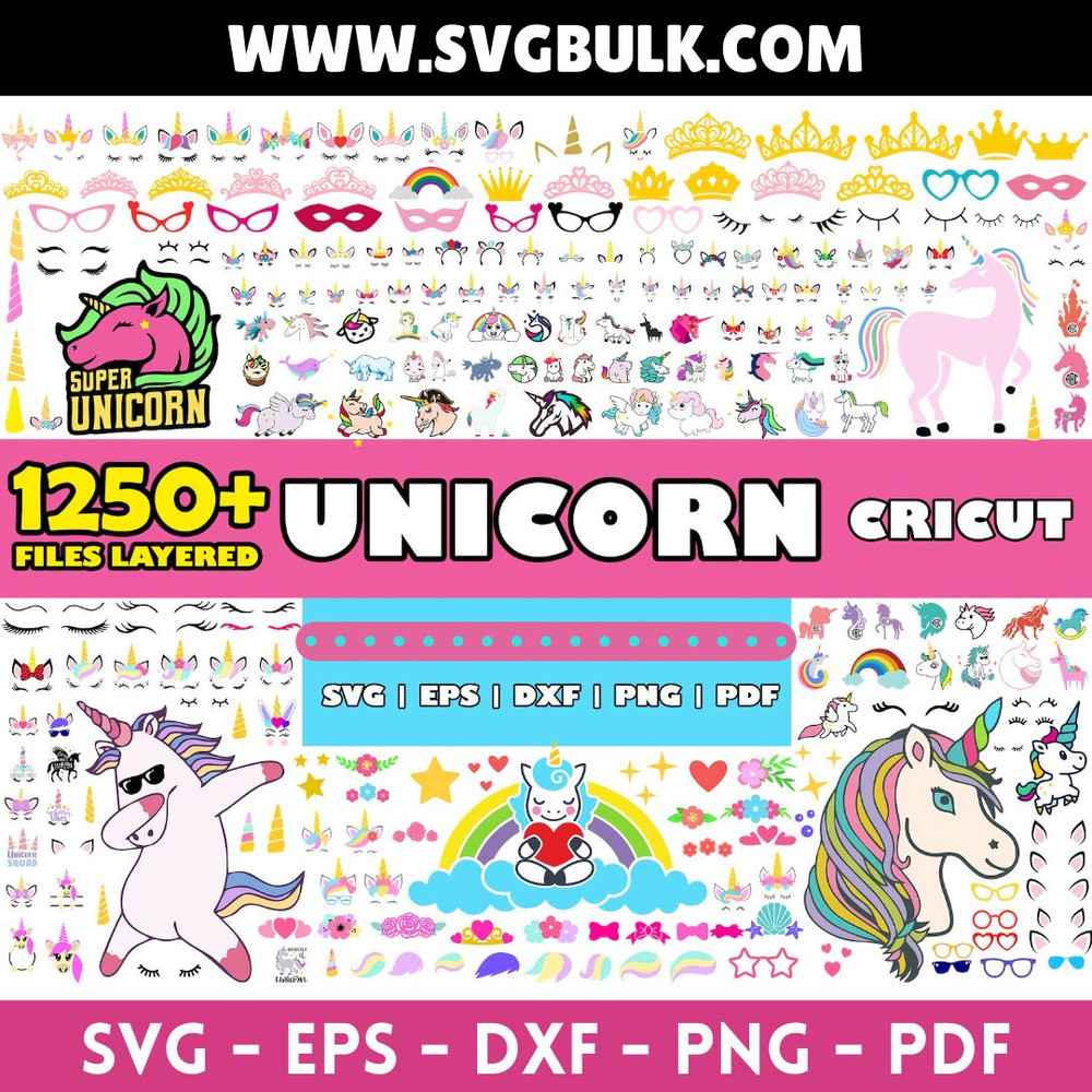Unicorn clipart set, Unicorn svg cut files for Cricut Silhouette, png, dxf, Unicorn png, instant download.jpg