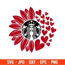 valentines hearts sunflower starbucks svg, valentines day svg, valentine svg, love svg, cricut, silhouette vector