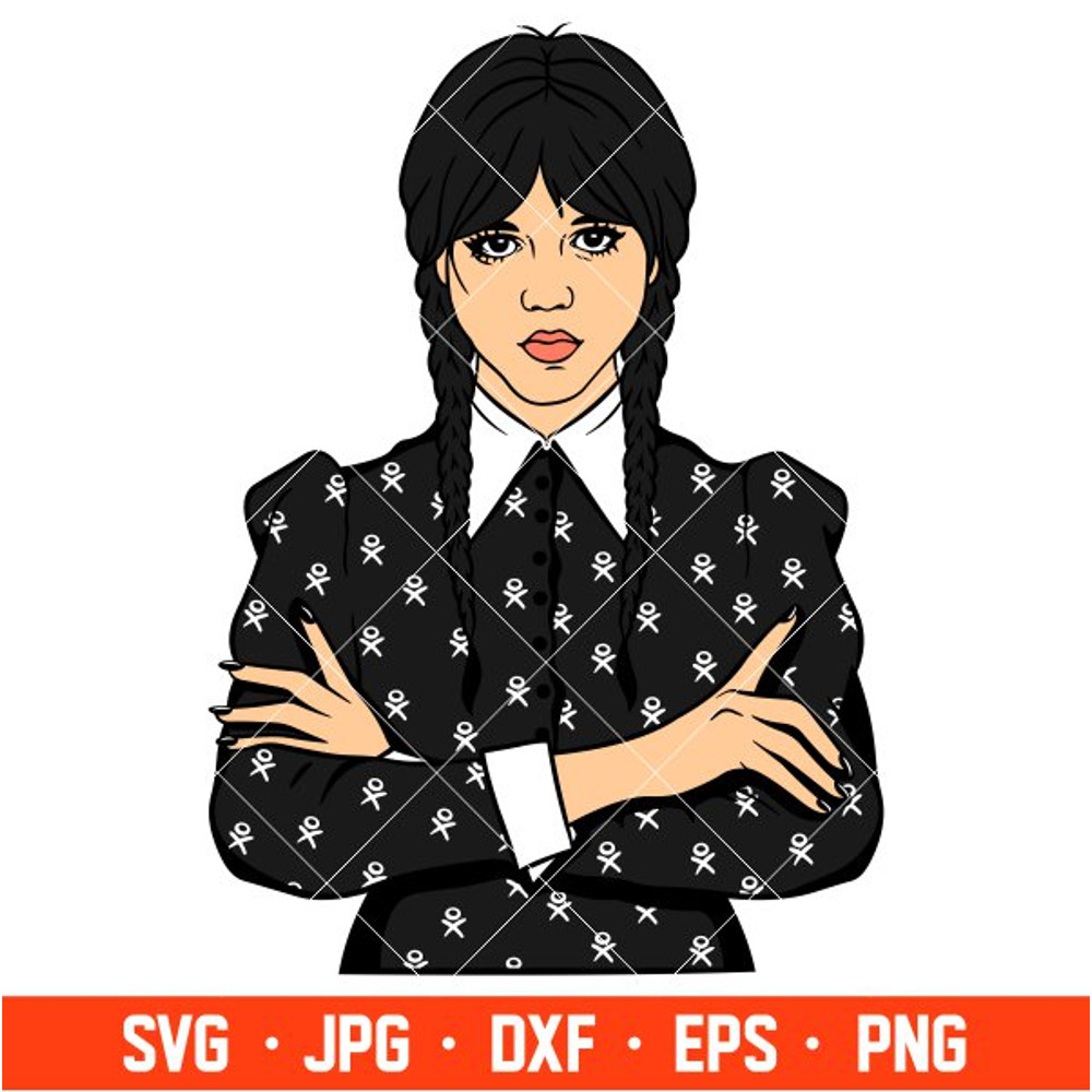 Wednesday Addams Svg, Jenna Ortega Svg, Addams Family Svg, Nevermore Academy Svg, Cricut, Silhouette Vector Cut File.jpg