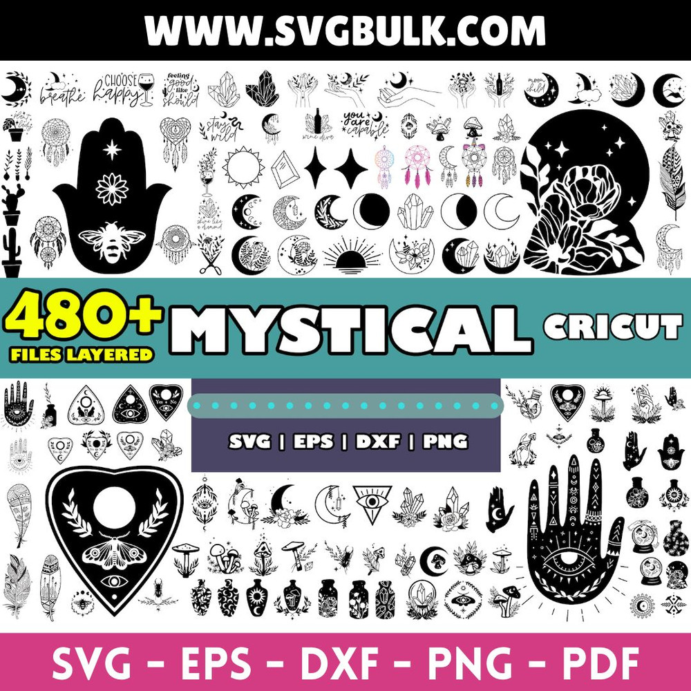 witchy svg, mystical svg files for Cricut, celestial svg, boho svg, tarot svg, Instant download.jpg