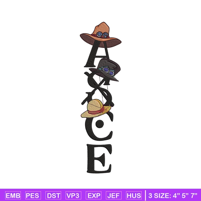 Ace tattoo Embroidery Design, One piece Embroidery, Embroidery File, Anime Embroidery, Anime shirt, Digital download.jpg