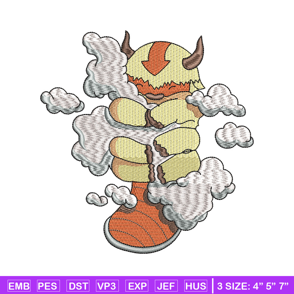 Appa With Clouds embroidery design, Avatar cartoon embroidery, cartoon design, cartoon shirt, Digital download.jpg