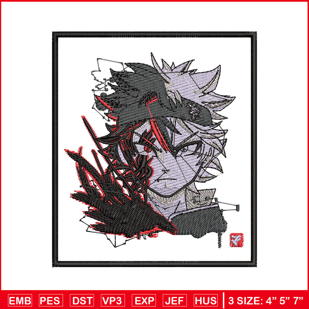 Asta poster embroidery design, Black clover embroidery, Anime design, Embroidery shirt, Embroidery file,Digital download 1.jpg