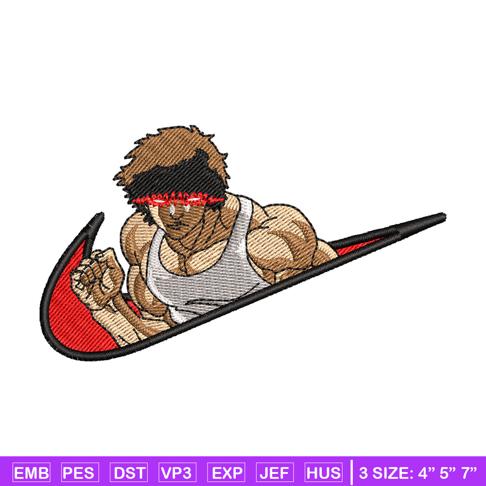 Baki angry face embroidery design, Baki anime embroidery, nike design, embroidery file, anime shirt, Digital download.jpg