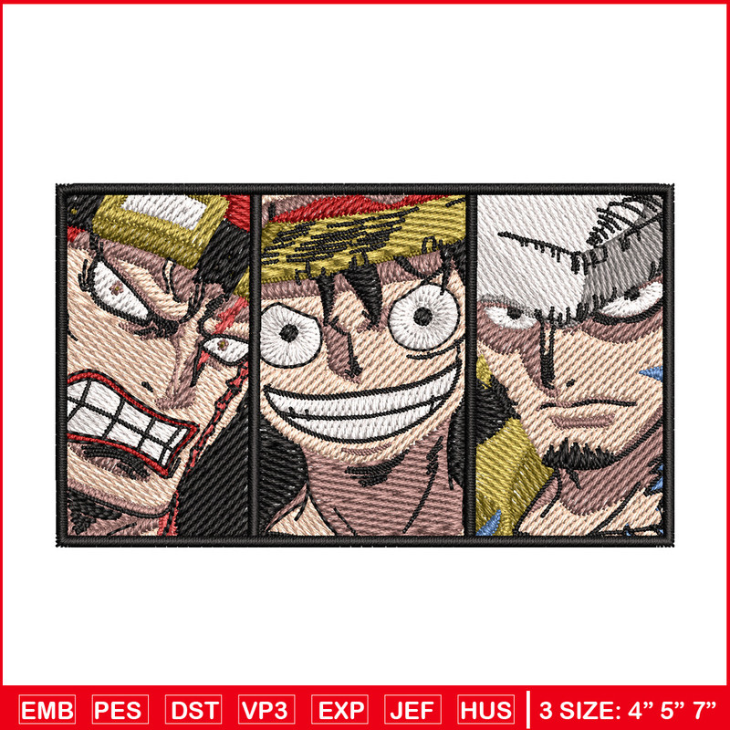 Big 3 priate embroidery design, One piece embroidery, Anime design, Embroidery shirt, Embroidery file,Digital download 1.jpg