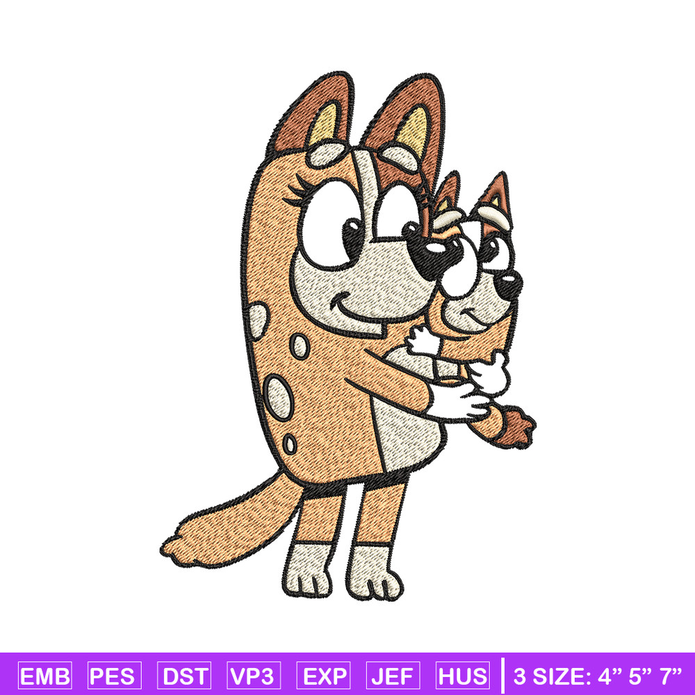 Bingo and her Mum Embroidery, Bluey Embroidery, Embroidery File, cartoon shirt, cartoon design, Digital download..jpg