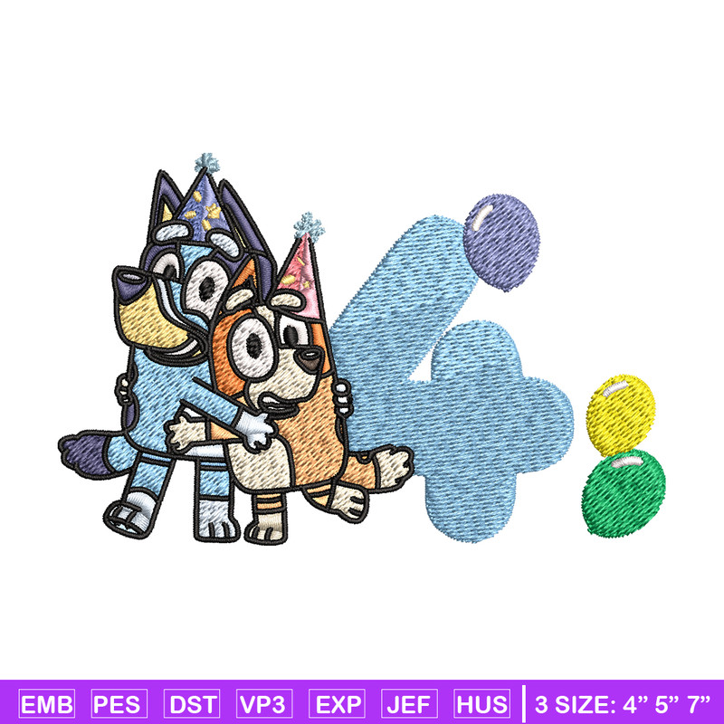 Bluey Bingo 4th Birthday Embroidery, Bluey Cartoon Embroidery, Disney Embroidery, Embroidery File, digital download..jpg