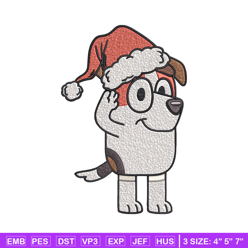 Bluey chrismas hat Embroidery Design, Bluey Embroidery, Embroidery File, Brand Embroidery, Logo shirt, Digital download.jpg