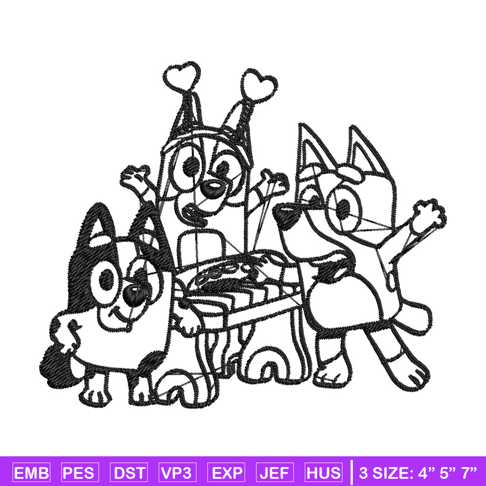 Bluey friends Coloring Pages Embroidery, Bluey Embroidery, Embroidery File, cartoon design, logo shirt, Digital download.jpg
