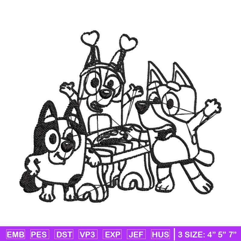 Bluey friends Coloring Pages Embroidery, Bluey Embroidery, Embroidery File, cartoon design, logo shirt, Digital download.jpg
