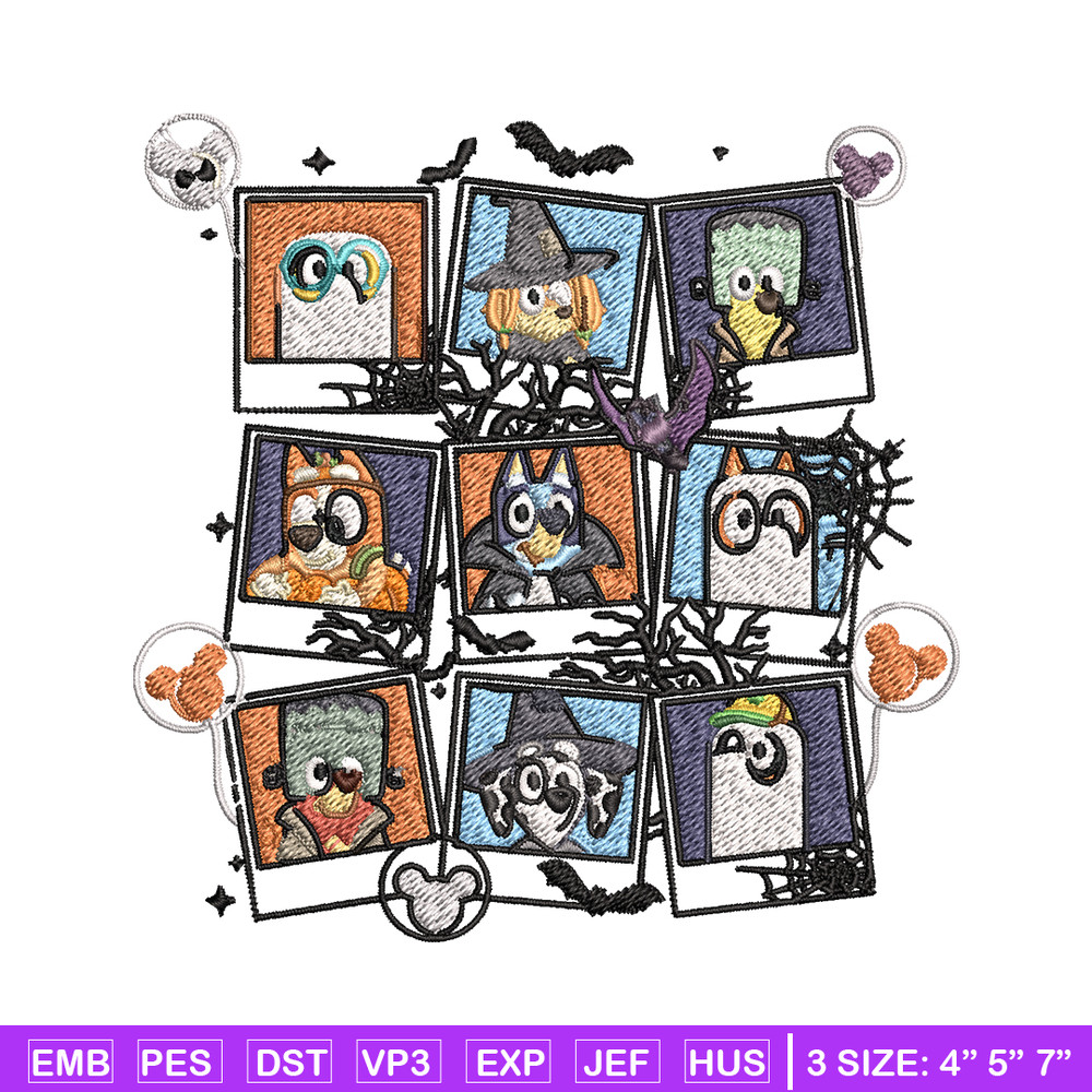 Bluey Friends Embroidery, Halloween Embroidery, Embroidery File, cartoon shirt, cartoon design, Digital download..jpg