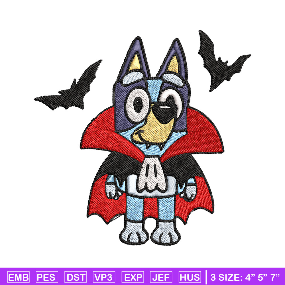 Bluey Halloween Embroidery design, Bluey Halloween Embroidery, cartoon design, Embroidery File, Digital download..jpg